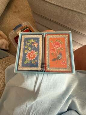 Hallmark VTG Double Deck  Playing Cards Siamese Dreams Floral Bird Butterfly